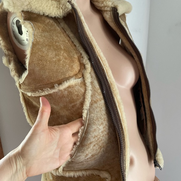 PTP 19” rare vintage sheep leather fleece zipper vest - Picture 7 of 7